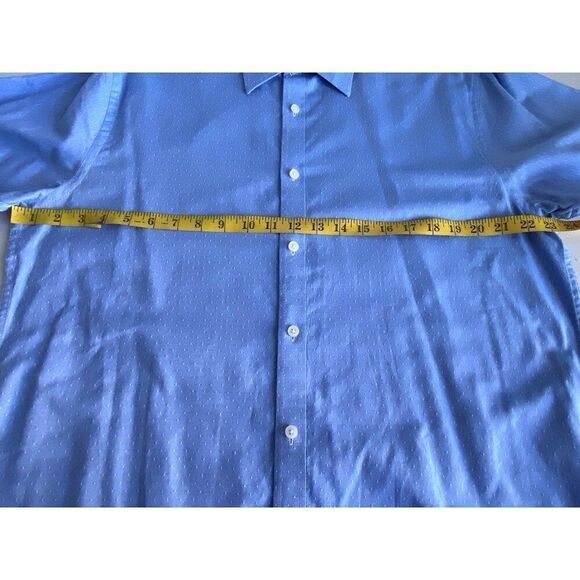 James Campbell Blue White Pattern Short Sleeve Button Shirt Men’s Sz L - Picture 7 of 13